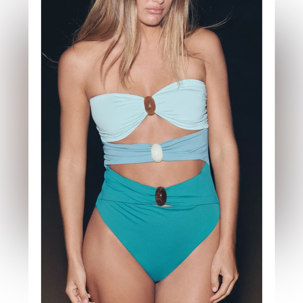 Zara NWT stone cutout bandeau swimsuit 0167/054